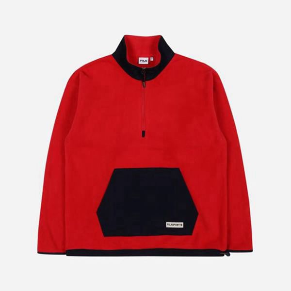 Fila Fleece Half Zip Men's Jackets - Red,NZ 923-87420